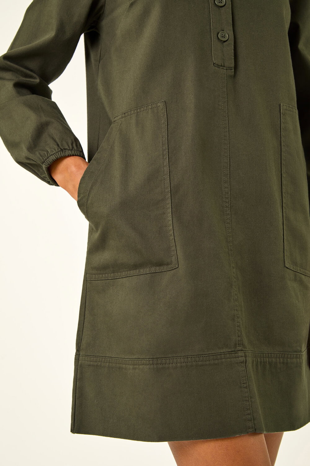 KHAKI Collared Shift Shirt Dress, Image 6 of 5