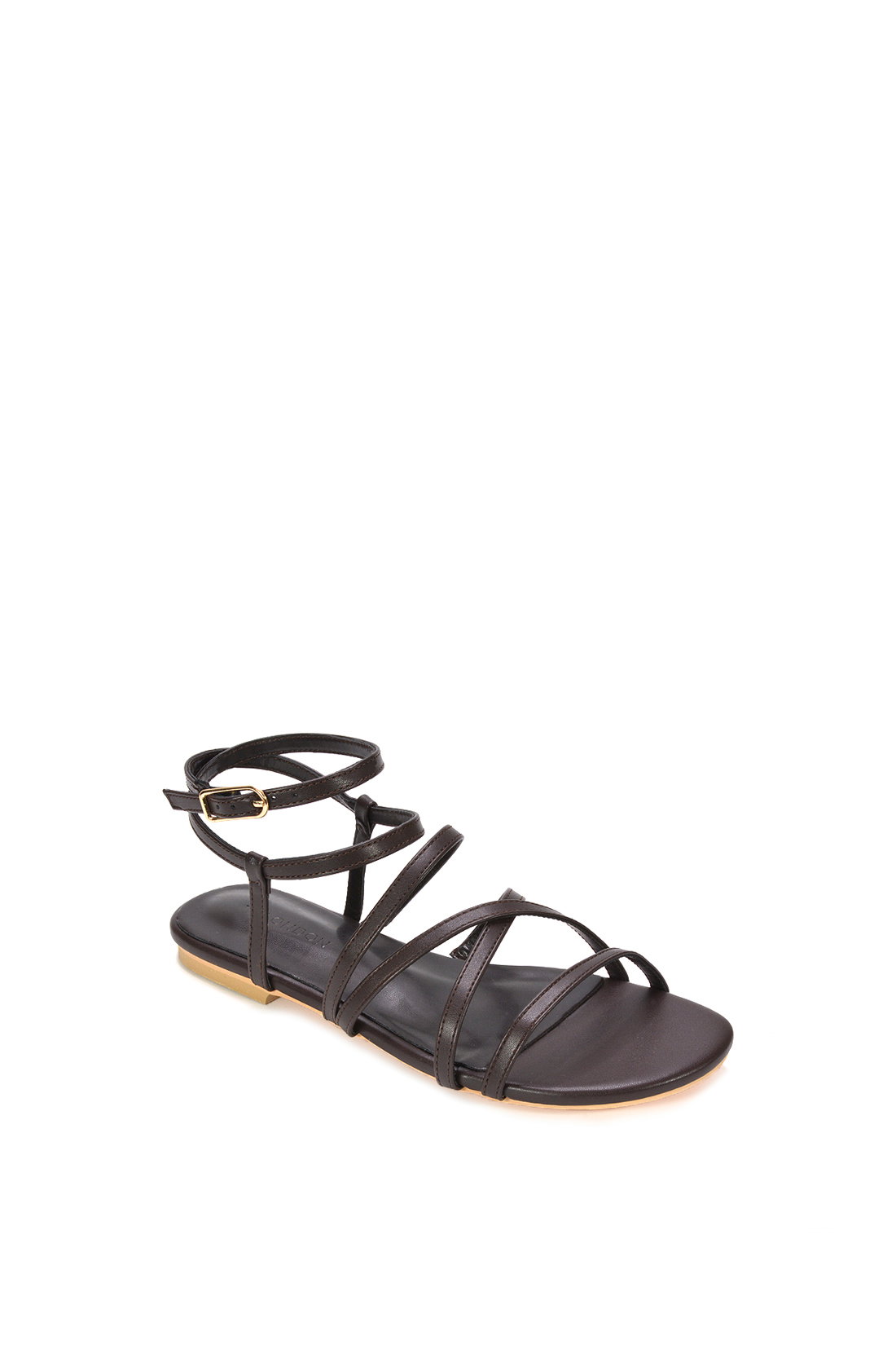 Brown XY LONDON Brown Flat Gladiator Strappy Sandals With Open Toe, Image 2 of 6