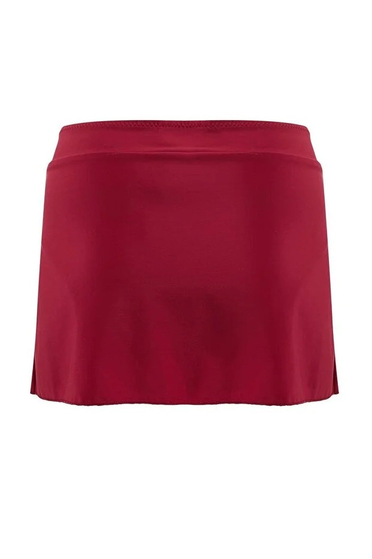 Burgundy Slit Detail Skirted Bikini Bottom, Image 3 of 3