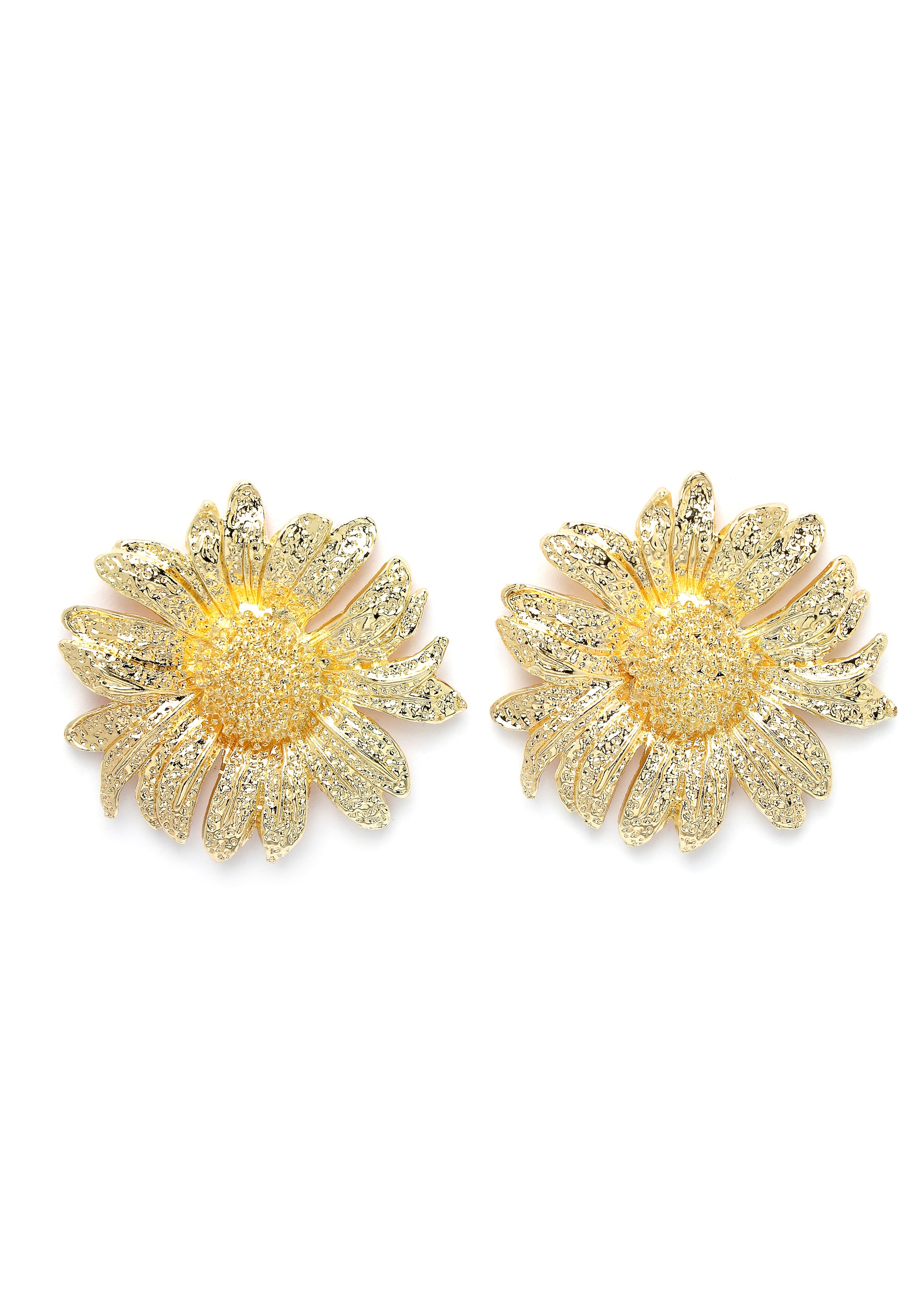 Metallic Silver-Coloured Floral Stud Earrings