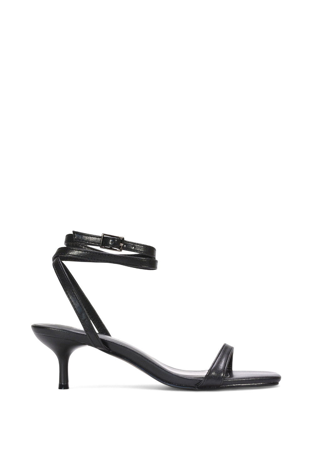 Black 'Nikita' Strappy Low Kitten Heel Sandal Shoes