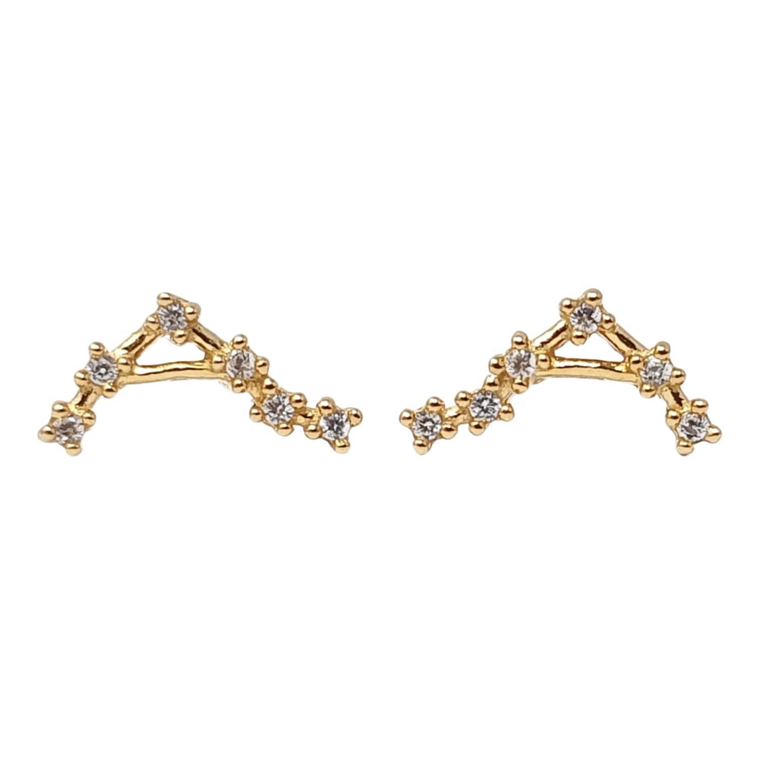 Gold Libra Star Sign Constellation Astrology Tiny Earrings, Image 1 of 2