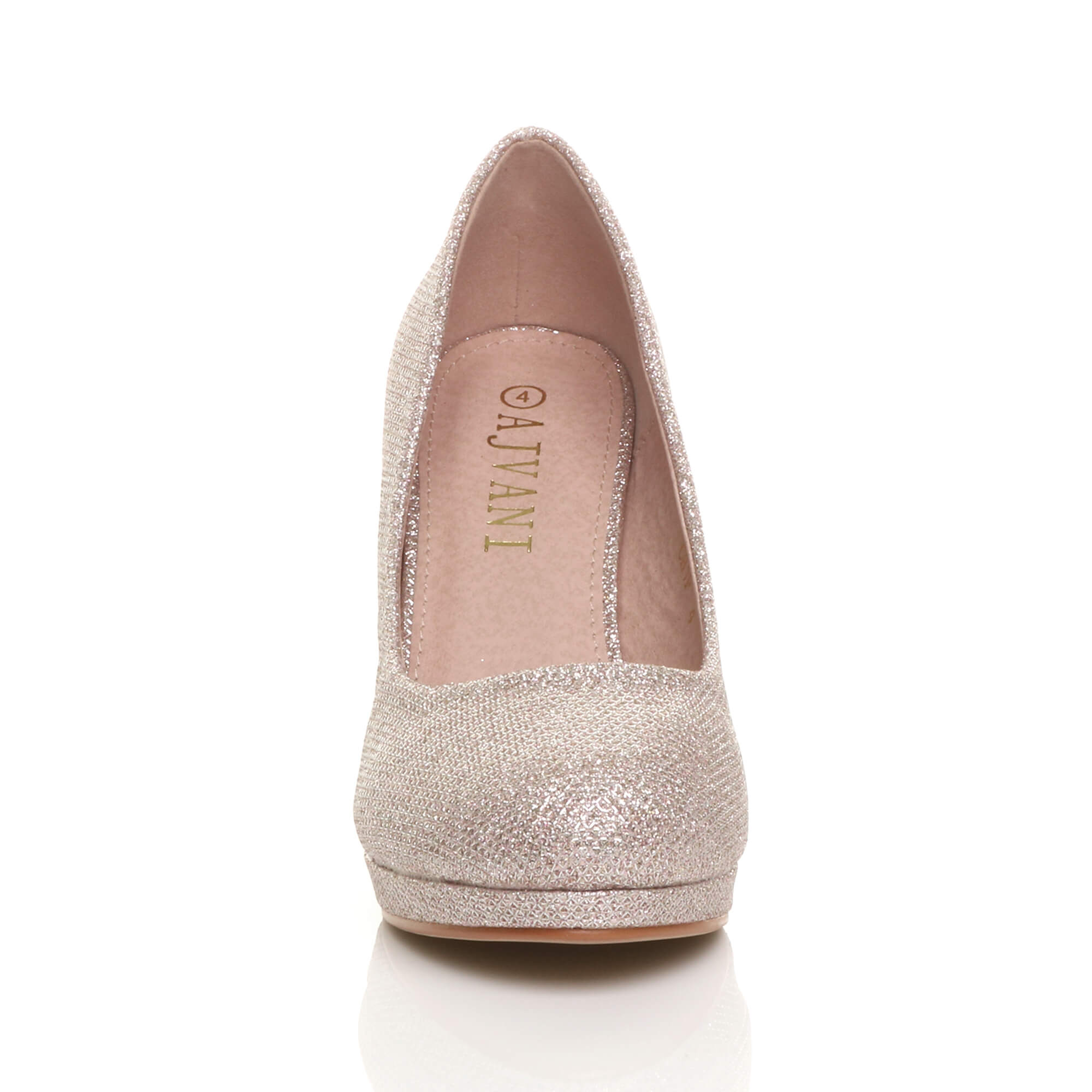 Rose Gold High Heel Glitter Court Shoes, Image 6 of 6