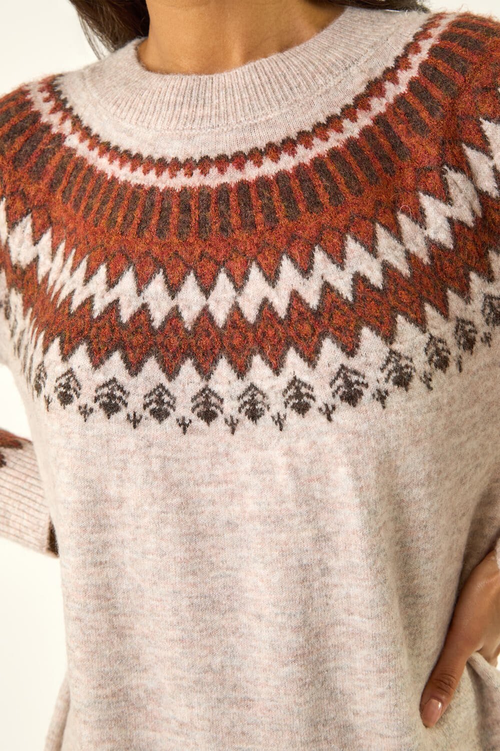 Biscuit Soft Knit Fairisle Jumper Dress, Image 6 of 5