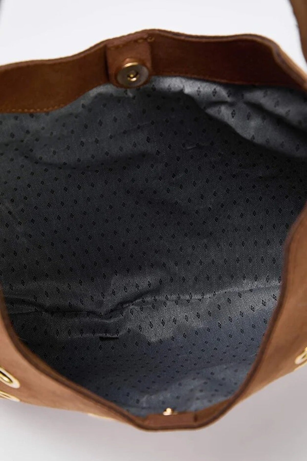 Brown Suede Shoulder Bag with Eyelet Detail, Image 3 of 4