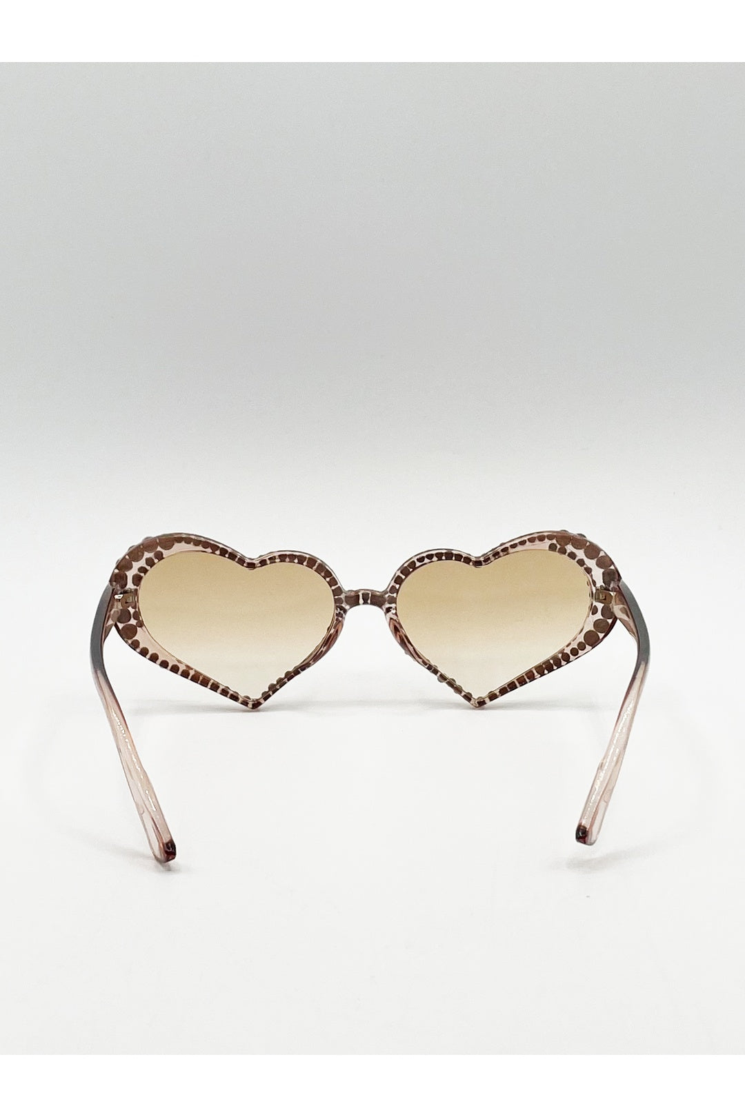 Brown Heart Sunglasses with Gem Detail in Champagne, Image 5 of 6