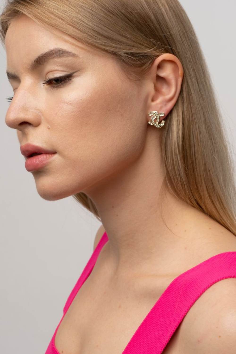 Gold The Colourful Aura Gold Zircon Arc C-Shaped Two-Set Geometric Stud Earrings, Image 4 of 4