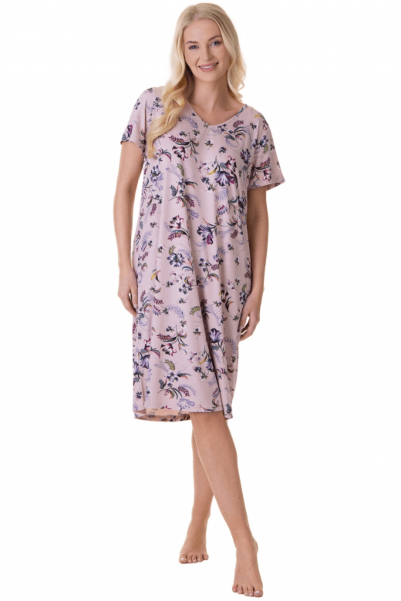 Mauve Camille Lingerie Mauve Lightweight Floral Print Nightdress, Image 1 of 5