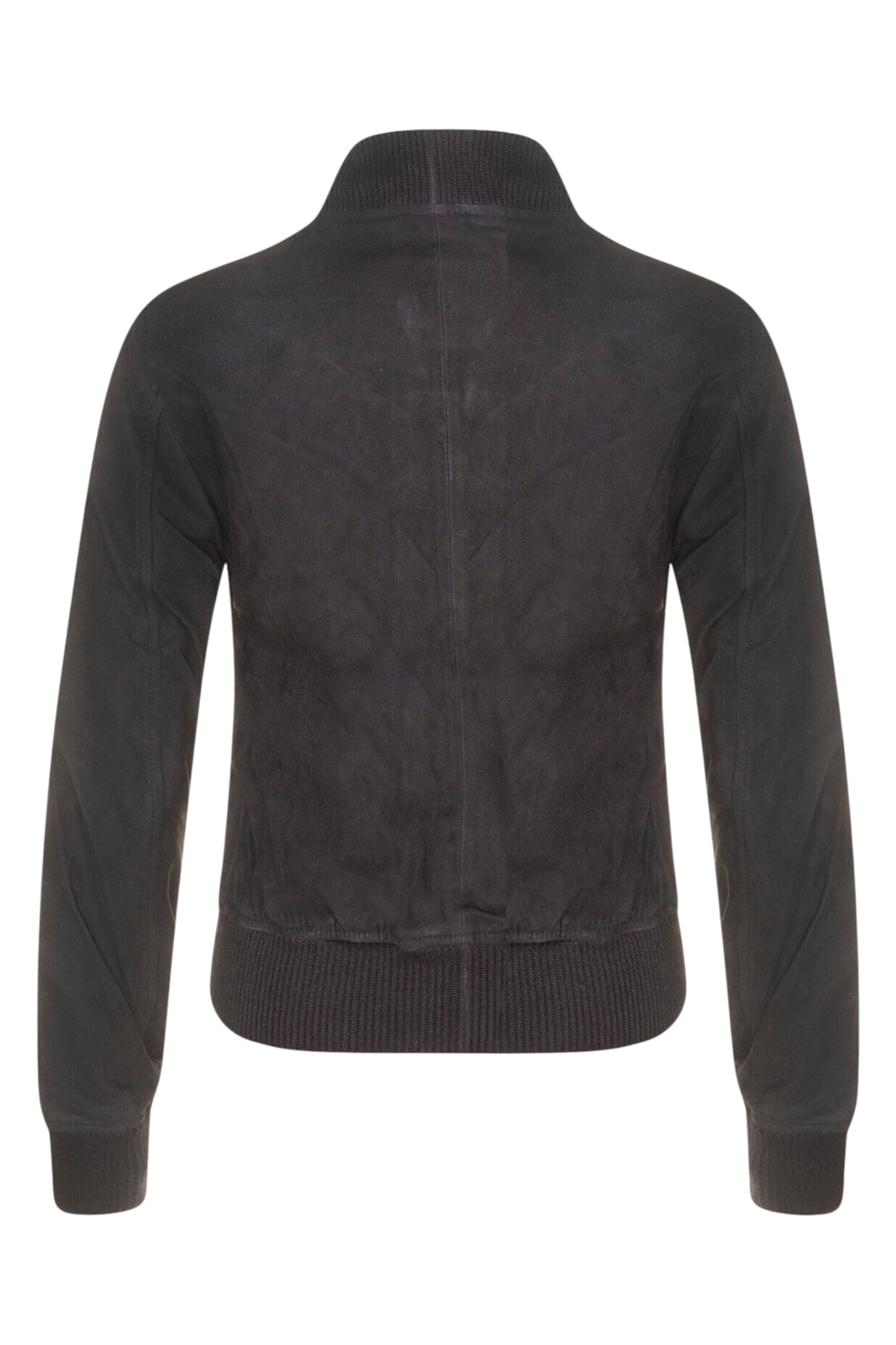Black Womens MA-1 Suede Bomber Jacket-Arnhem, Image 3 of 4