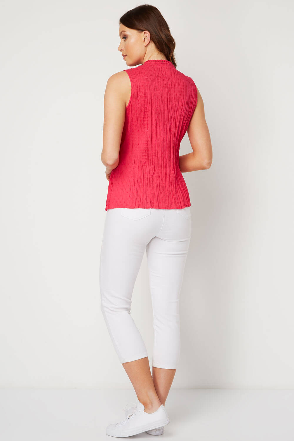 Pink Sleeveless Crinkle Blouse, Image 4 of 8