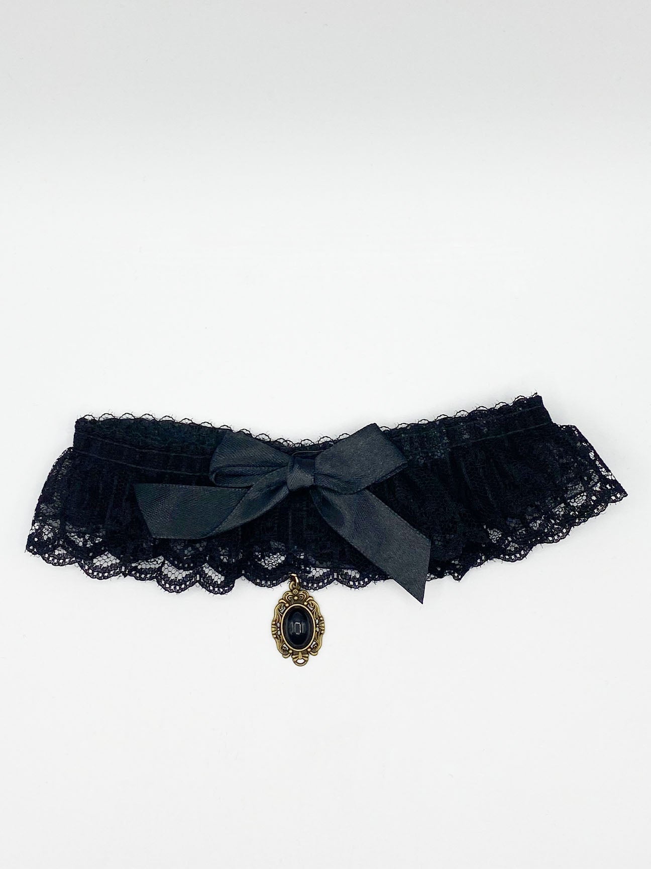 Brass SVNX Brass Lace Choker Necklace With Satin Bow, Image 2 of 2