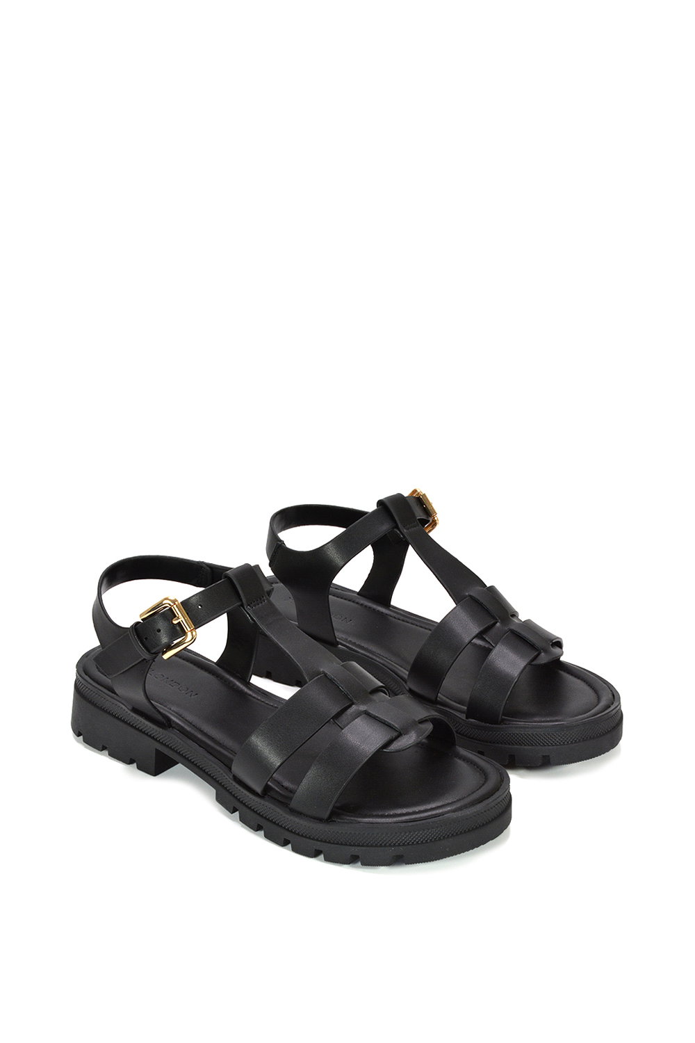 Black XY LONDON Black 'Maddison' Chunky Gladiator Sandals With Ankle Strap, Image 5 of 6