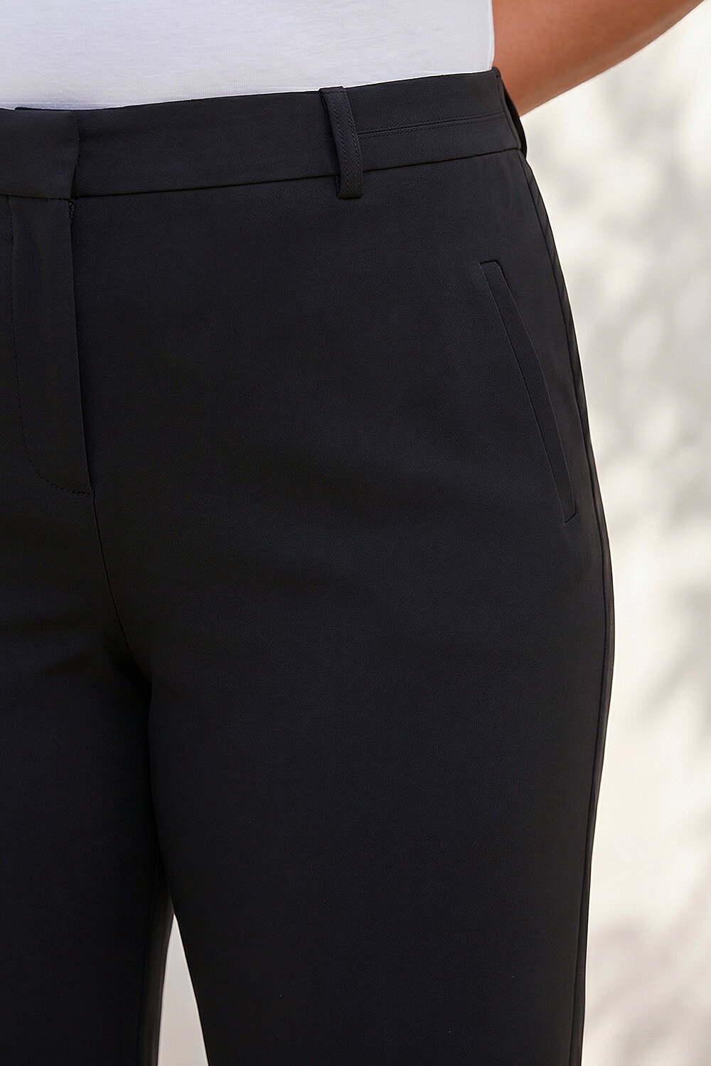 Black Curve Straight Smart Trousers, Image 5 of 4