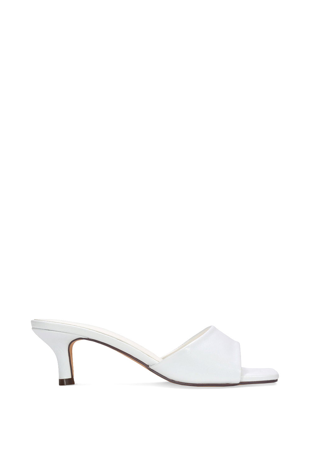 Black 'Pearl' Square Toe Stiletto Kitten Heel Mule Sandals