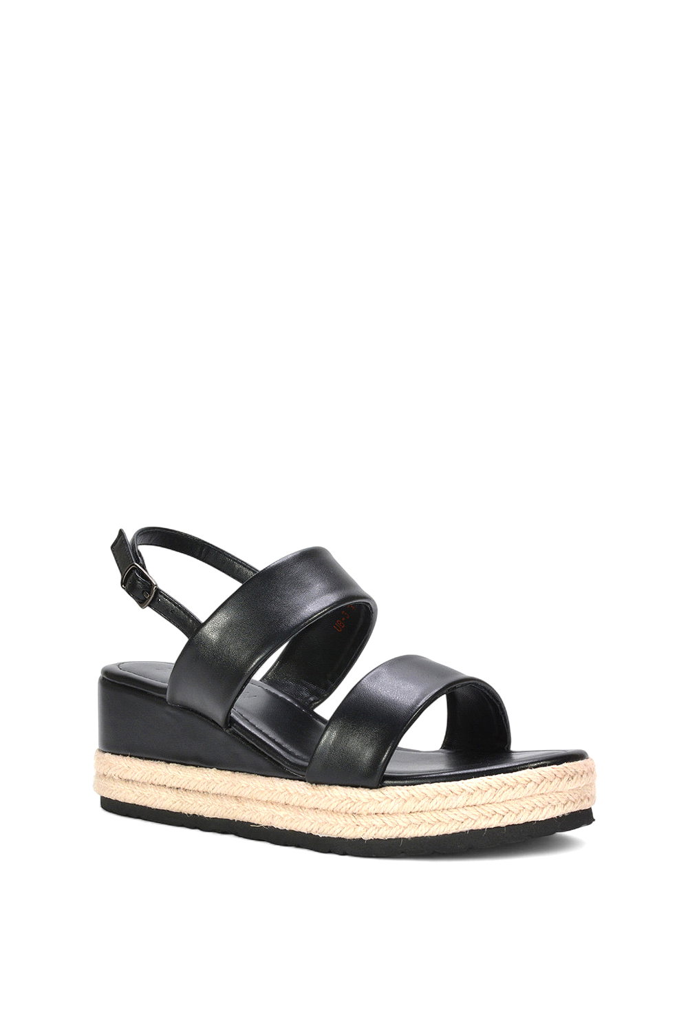 Black XY LONDON Black 'Ally' Low Heel Platform Wedge Espadrill  Slingback Sandals, Image 2 of 5