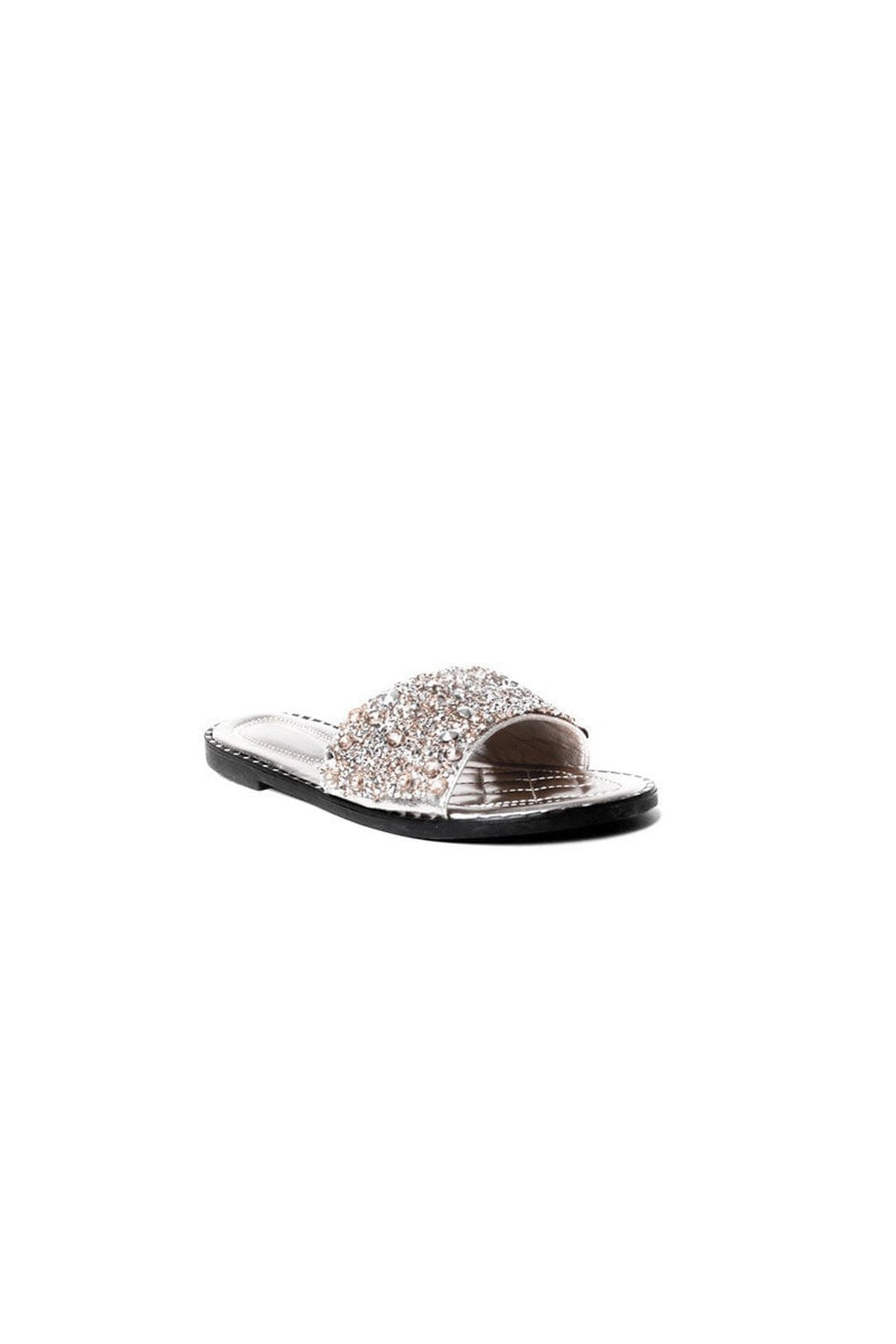 Silver iKrush Silver Sofie Embellished Slip On Sandals, Image 3 of 8