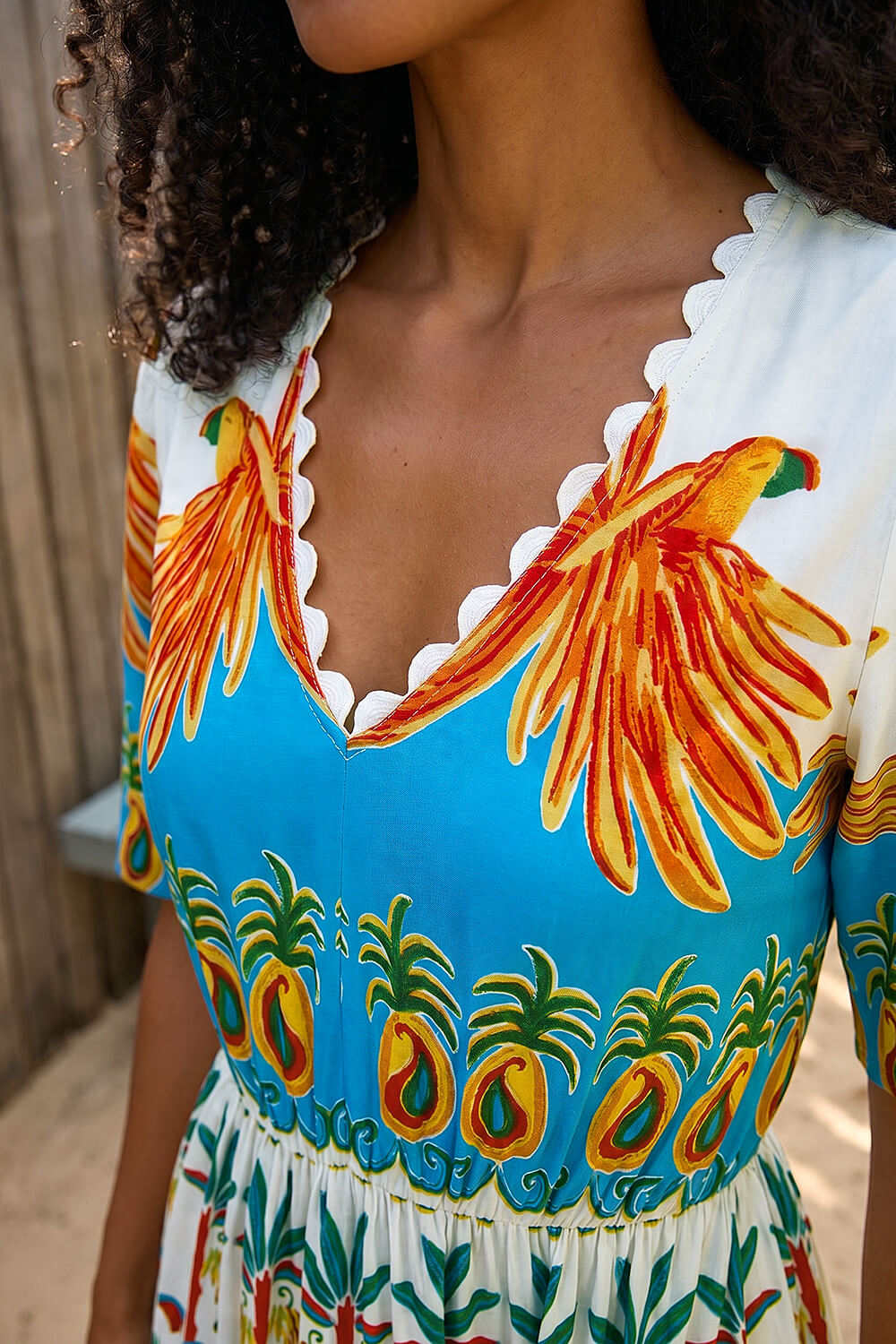 Red Tropical Print V-Neck Maxi Dress , Image 5 of 4