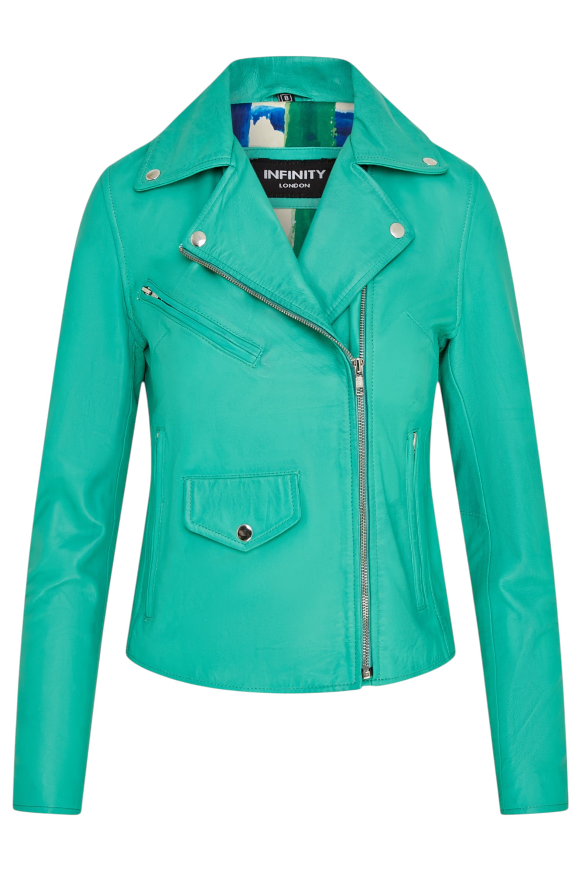Aqua Classic Brando Biker Leather Jacket, Image 2 of 8