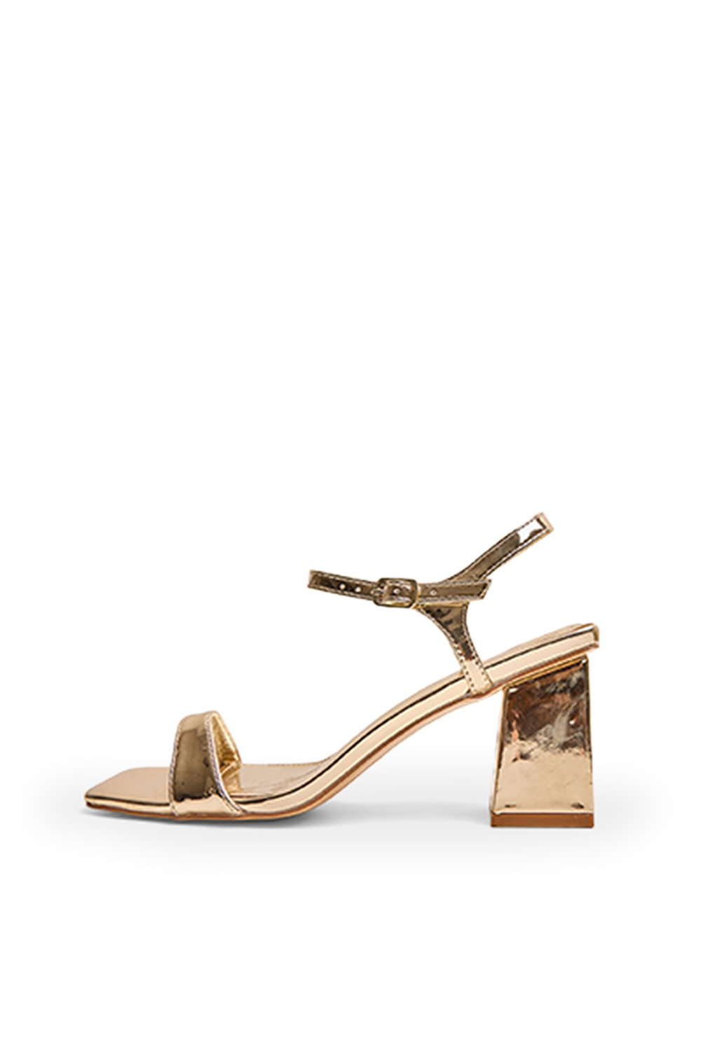 Metallic Maryse Gold Pu Barely There Mid Block Heels
