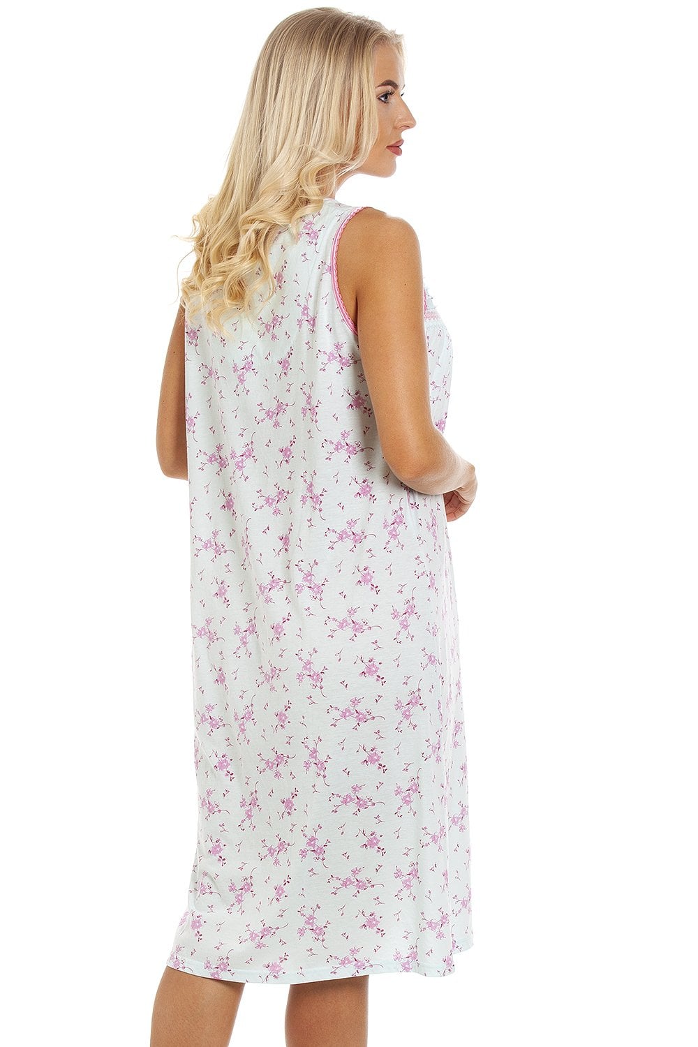 Aqua Camille Lingerie Aqua Floral Lightweight Sleeveless Nightdress, Image 4 of 6