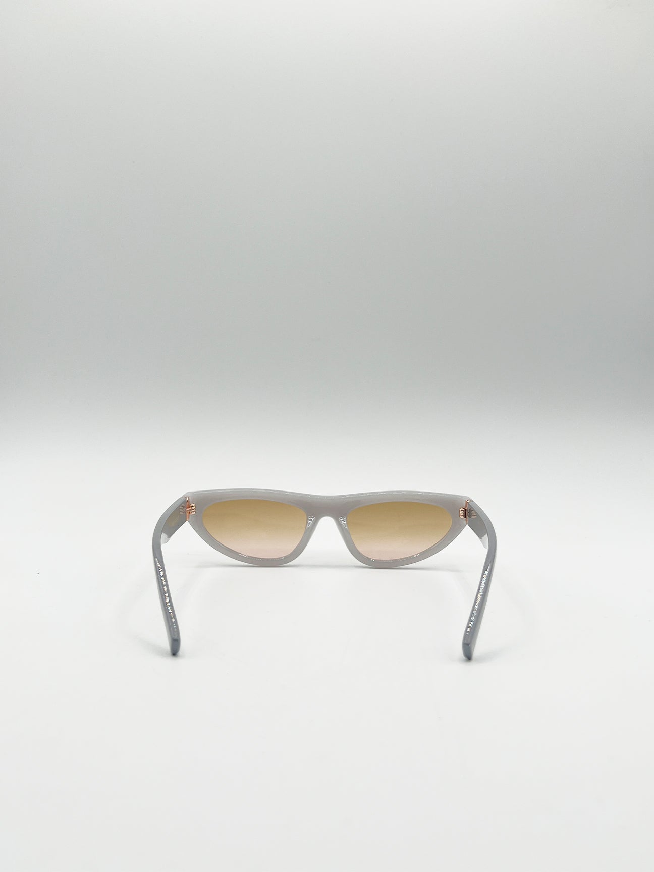 Grey Retro Oval Sunglasses in Light Grey, Image 6 of 6