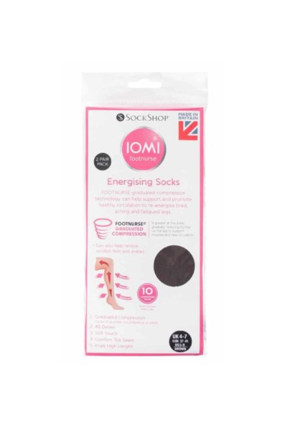 Brown 2 Pack 40 Den Knee High Compression Socks, Image 2 of 3