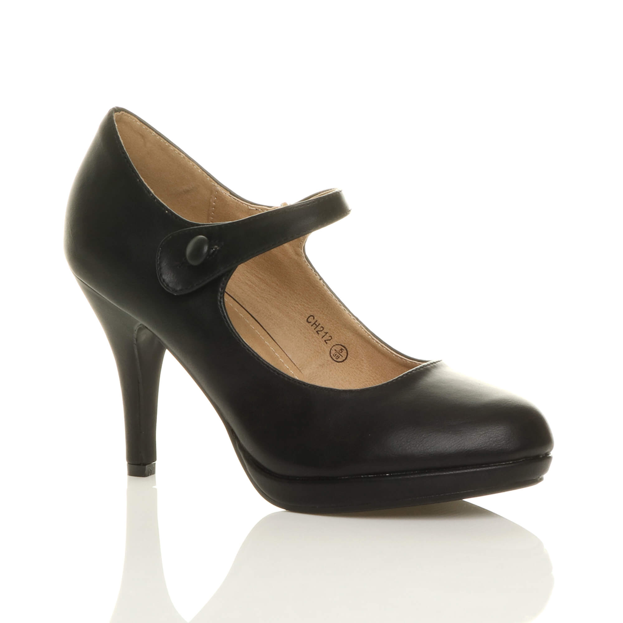 Black High Heel Mary Jane Court Shoes, Image 1 of 6