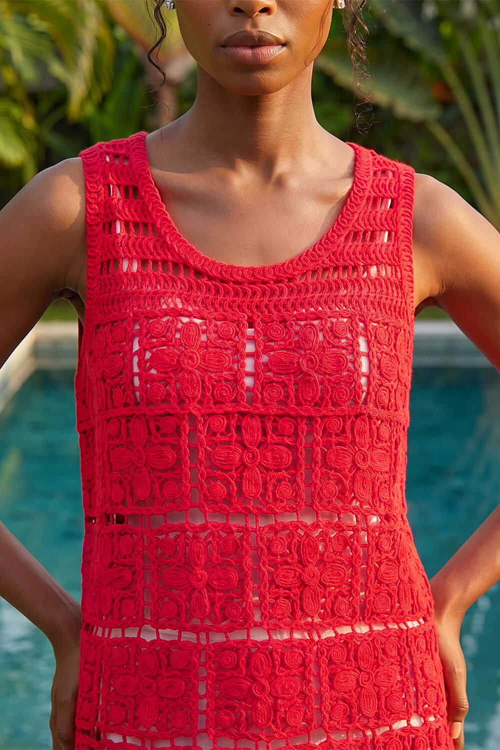 Red Crochet Knit Vest, Image 5 of 4