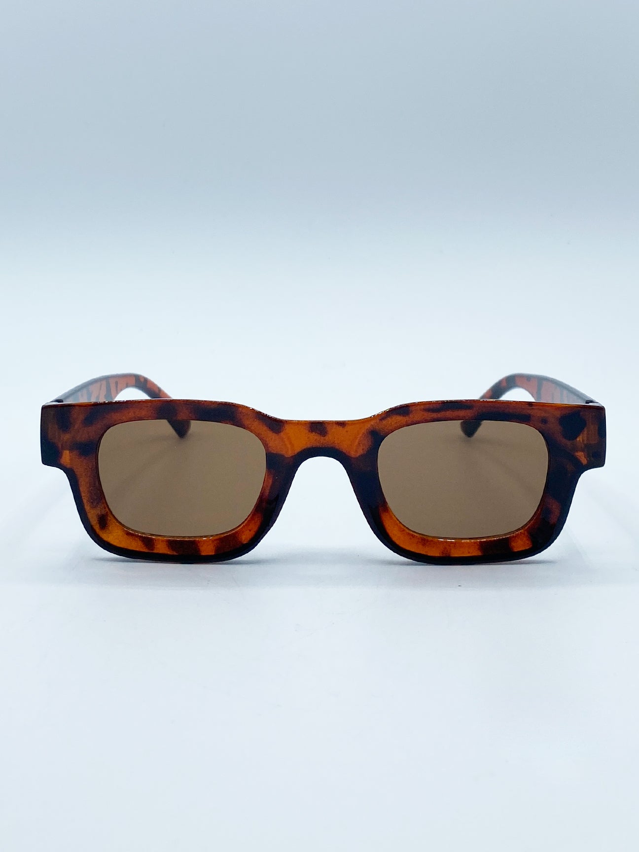 Brown Chunky Square Frame Sunglasses in Tortoiseshell, Image 1 of 4