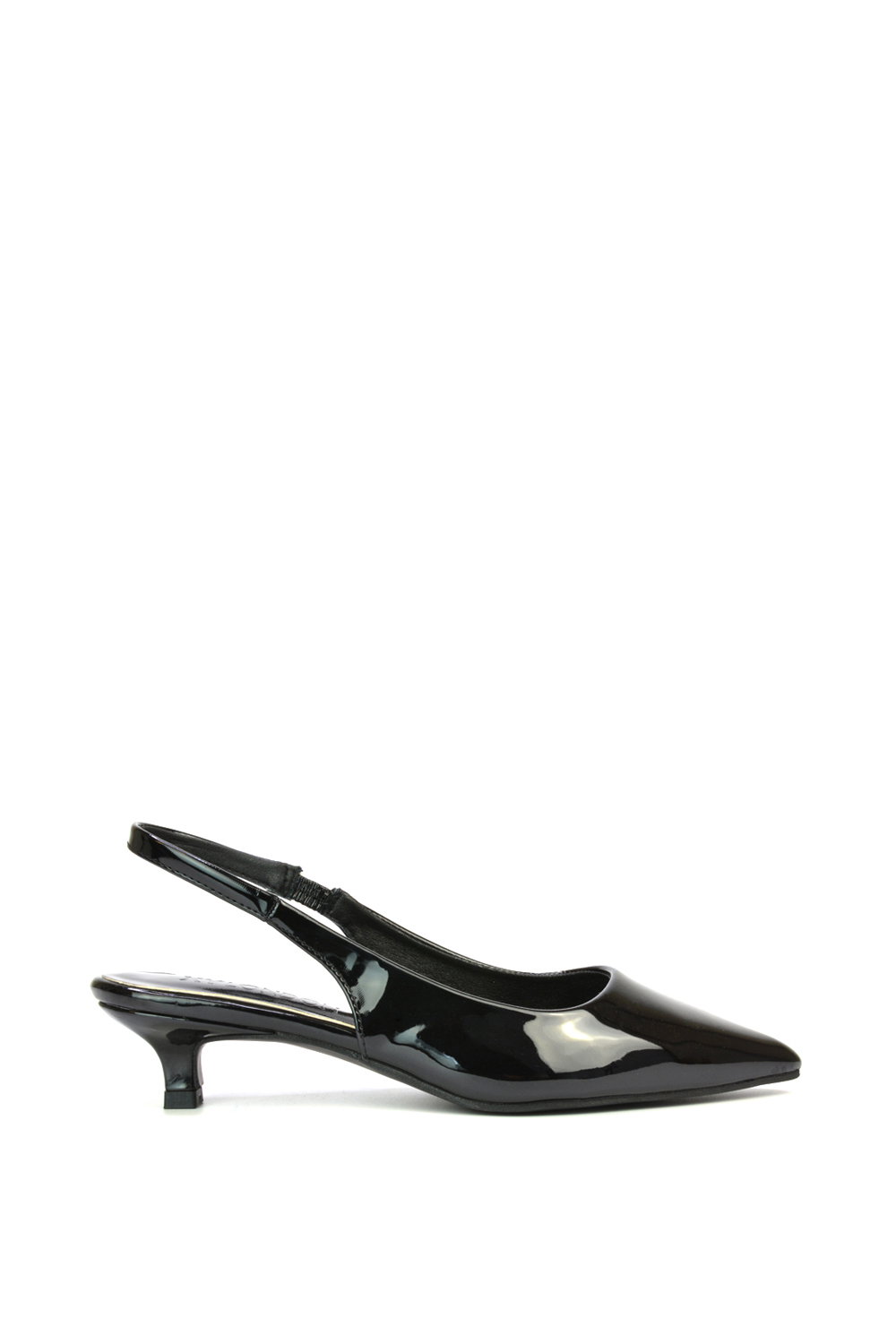 Black 'Jenny' Pointed Toe Low Kitten Heel Slingback Pumps