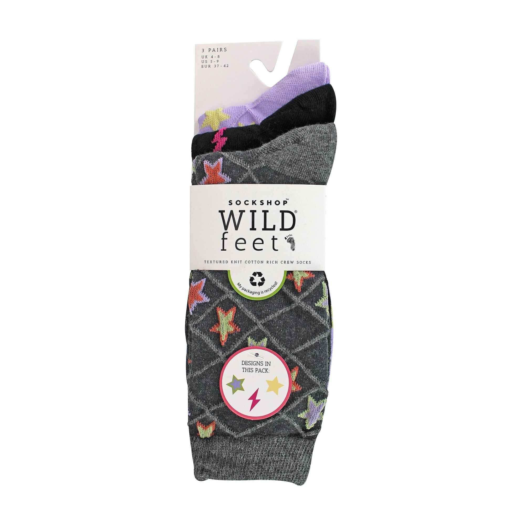 Black 3 Pack Fashionable Texture Knit Cotton Socks, Image 3 of 3