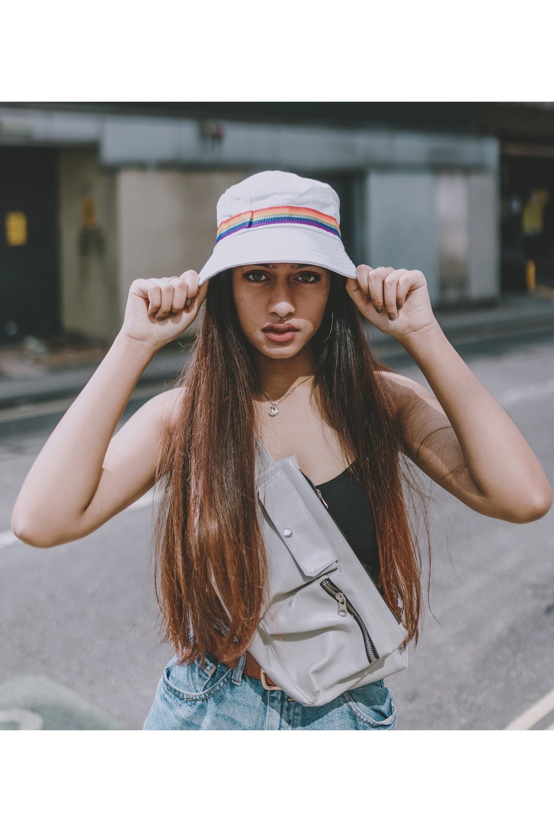  Reversible Bucket Hat with Rainbow Band, Image 2 of 2