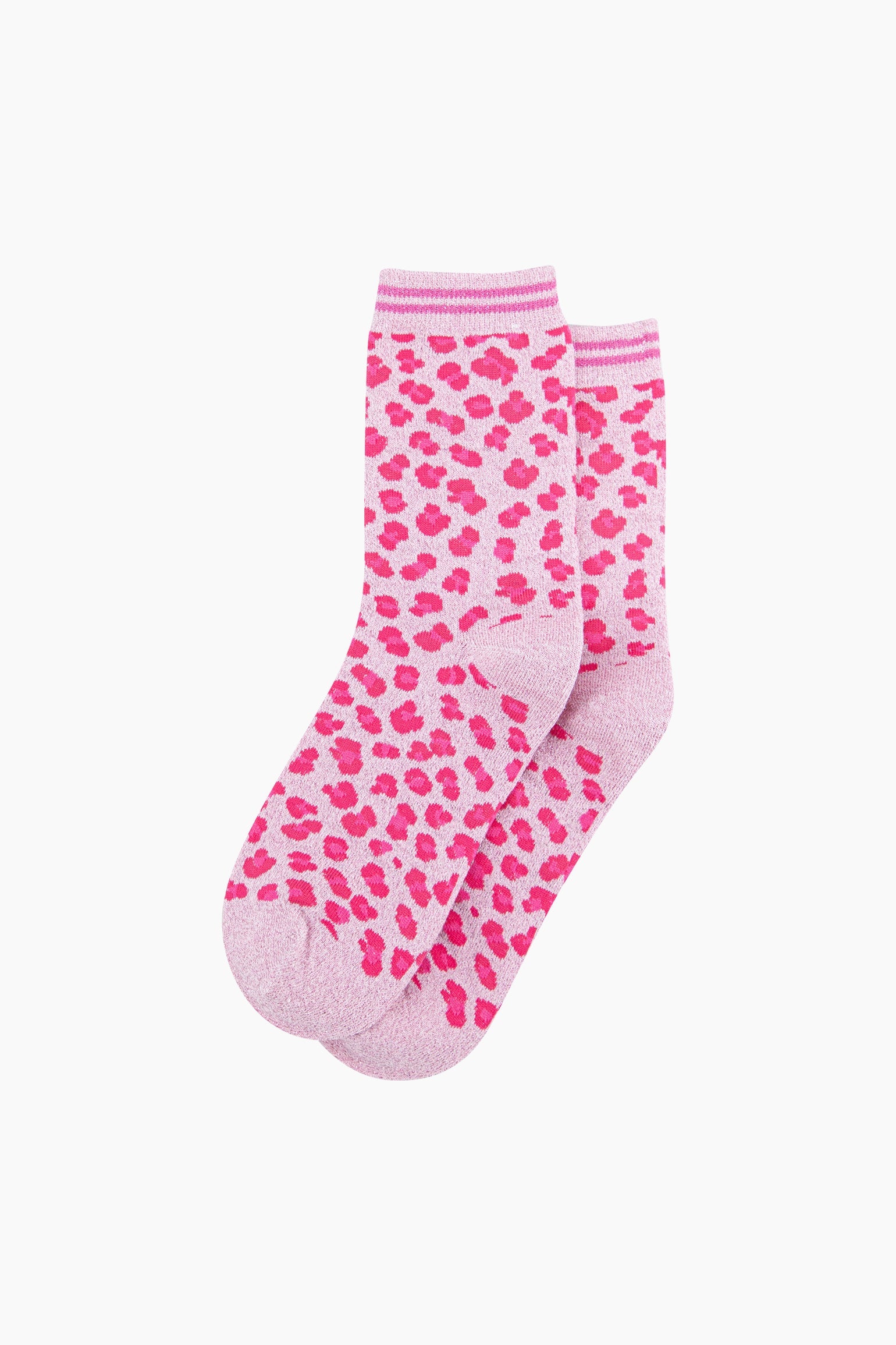 Light Pink Sock Talk Light Pink Leopard Combed Cotton Glitter Socks, Image 3 of 4