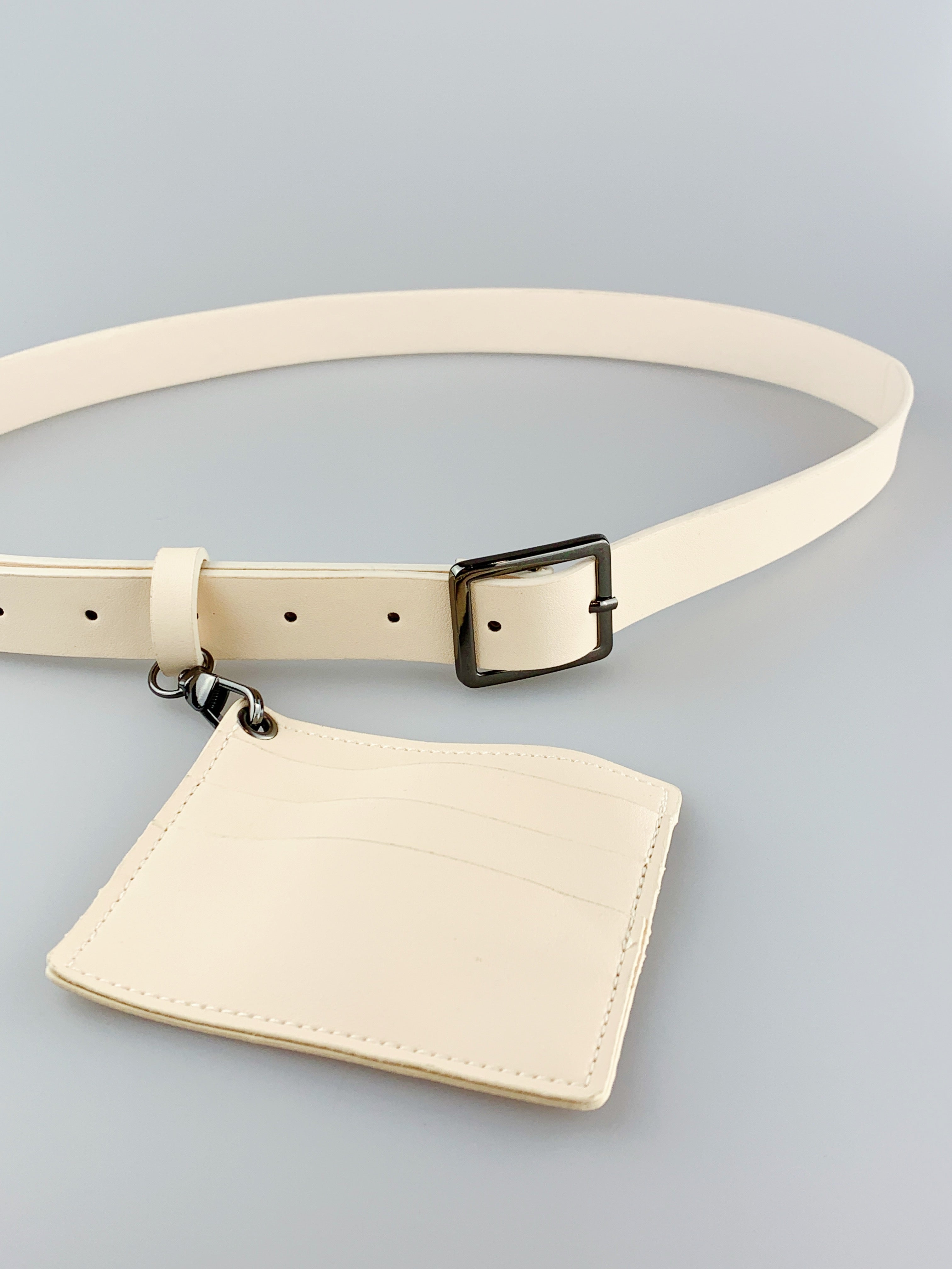 Blue PU Leather Belt with Dettachable Card Holder, Image 2 of 4