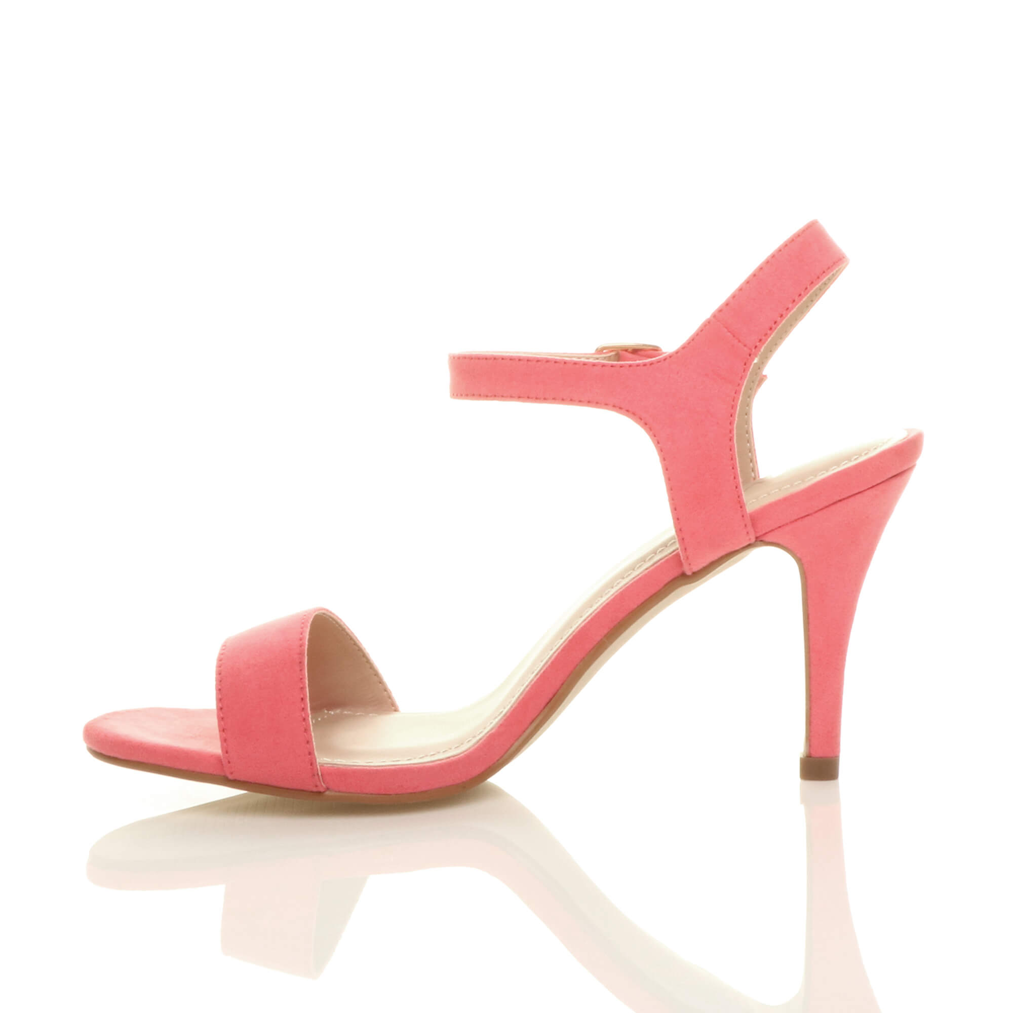 Coral Barely There Strappy High Heeled Sandals, Image 3 of 6