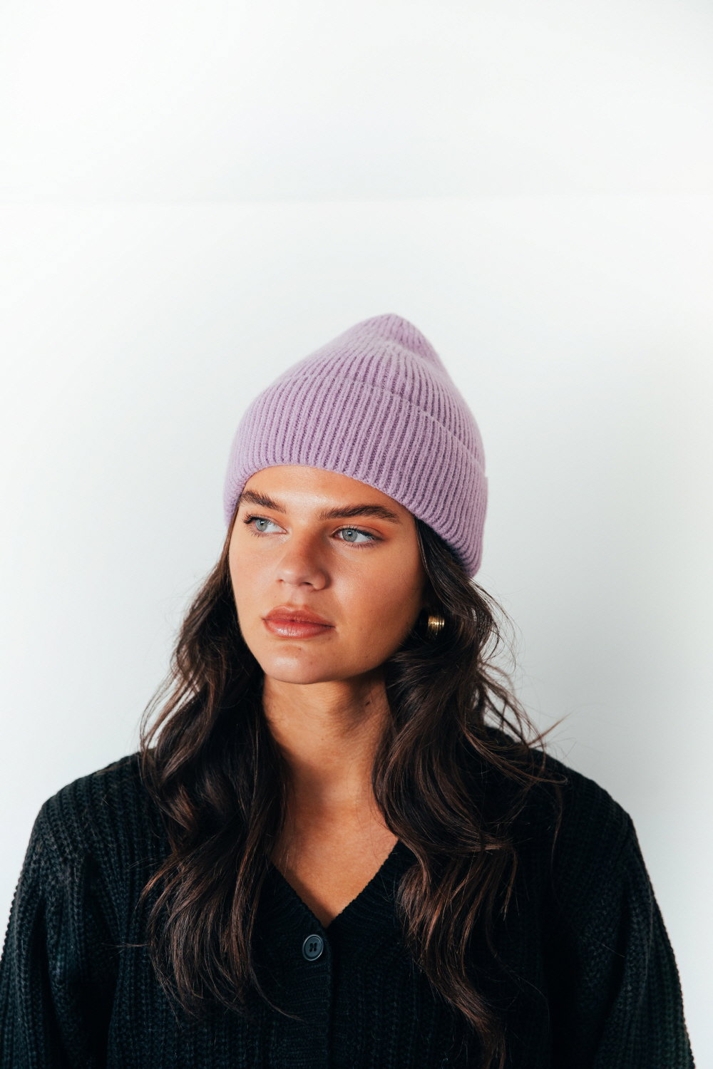 Purple Ribbed Beanie Hat, Image 1 of 5