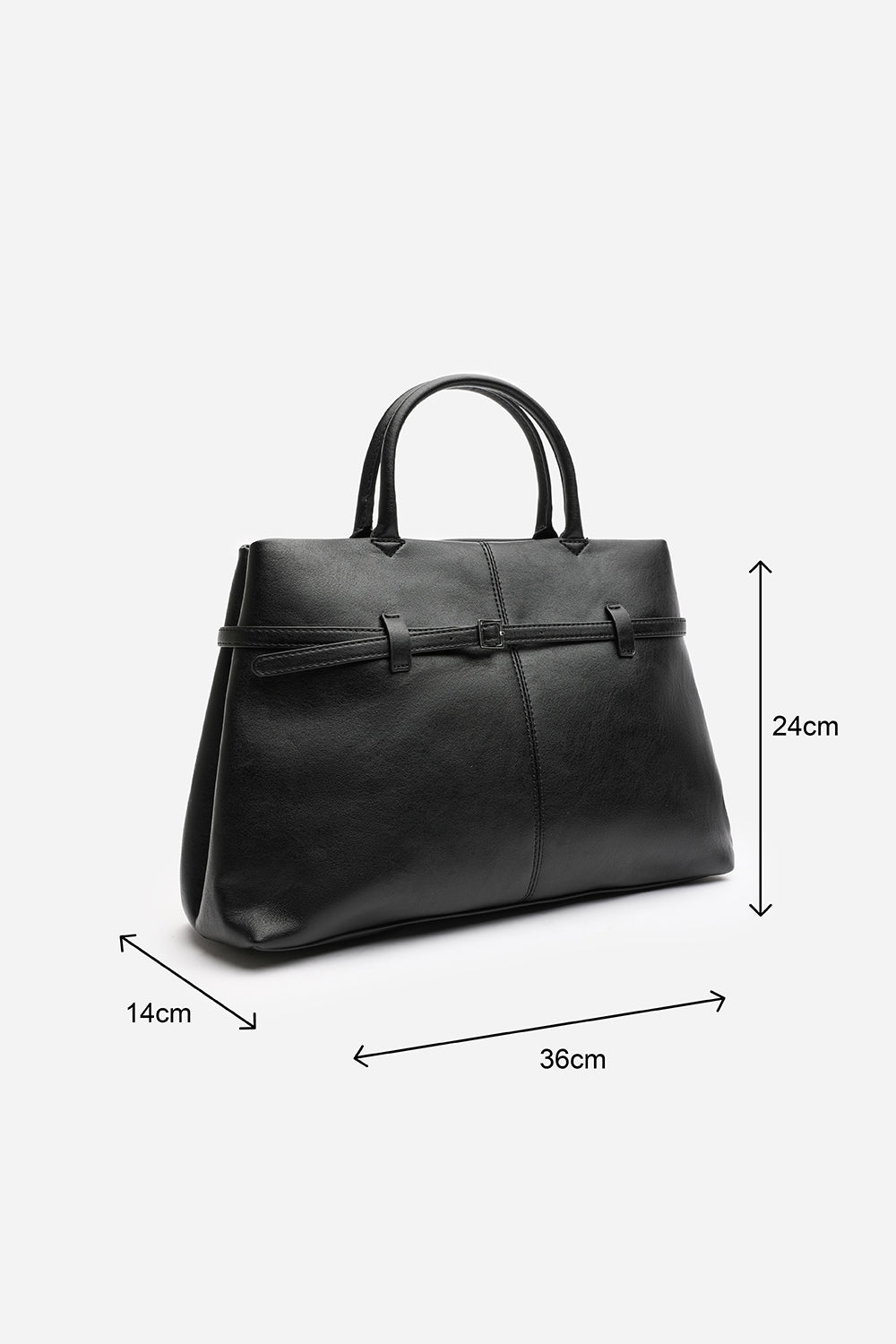 Black Flores Luxury Structured Leather Tote Bag, Image 7 of 8