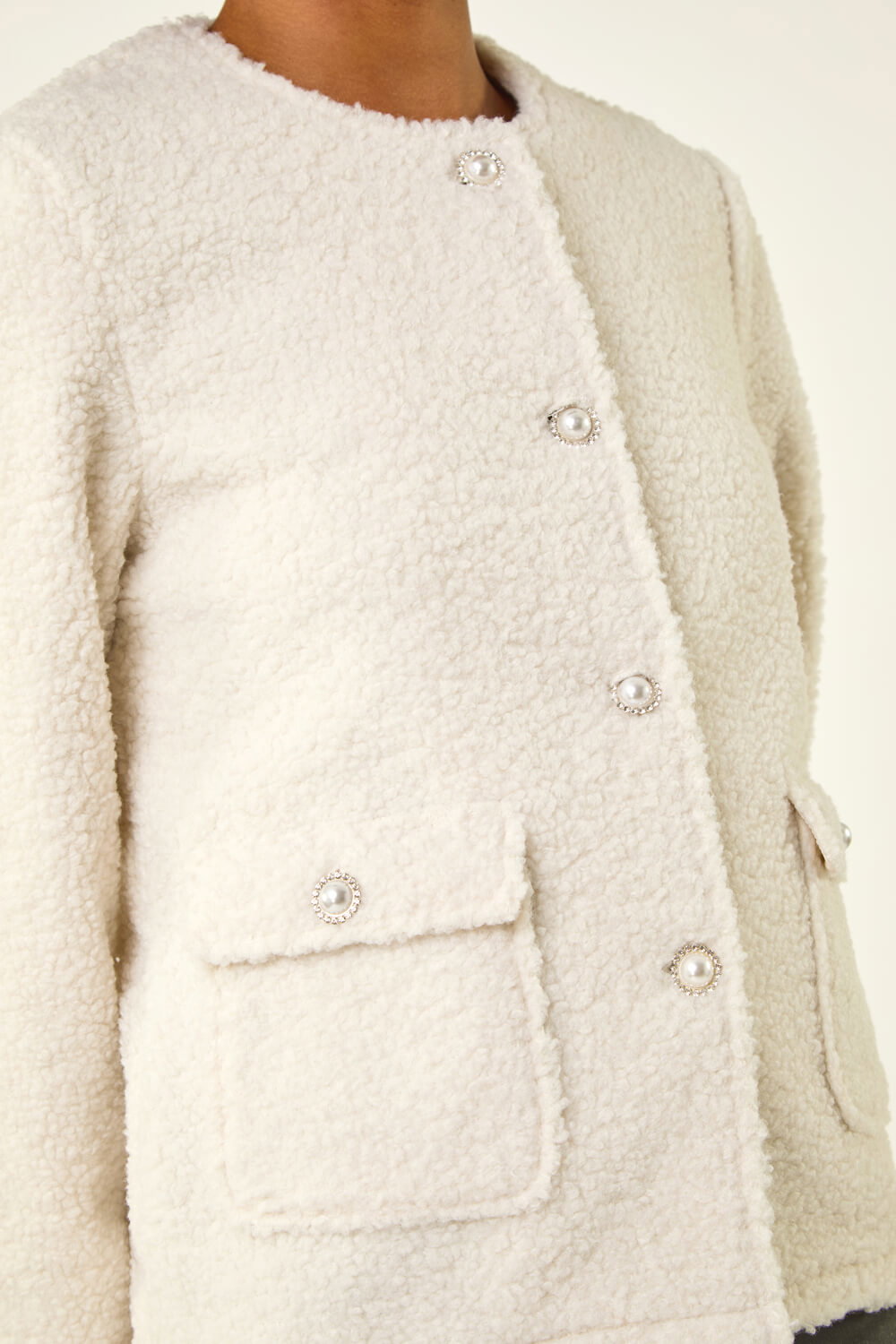 Ivory Cosy Boucle Fleece Jacket, Image 6 of 5