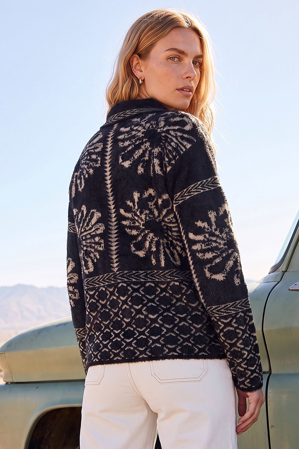 Black Floral Jacquard Knit Jumper, Image 4 of 4