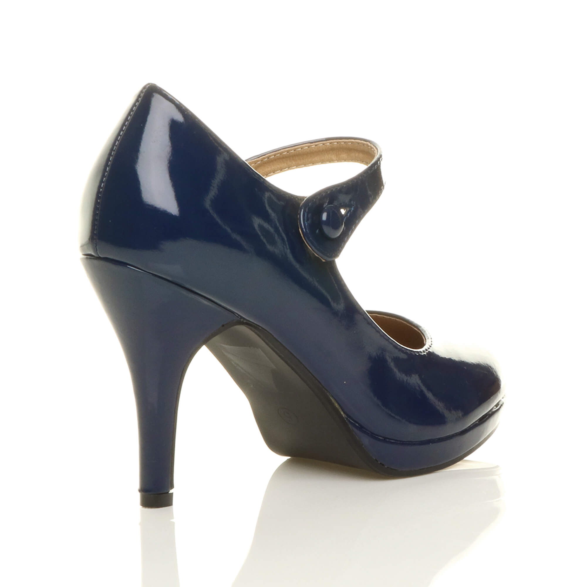 Navy Blue AJVANI Navy Blue High Heel Mary Jane CourtShoes, Image 4 of 5