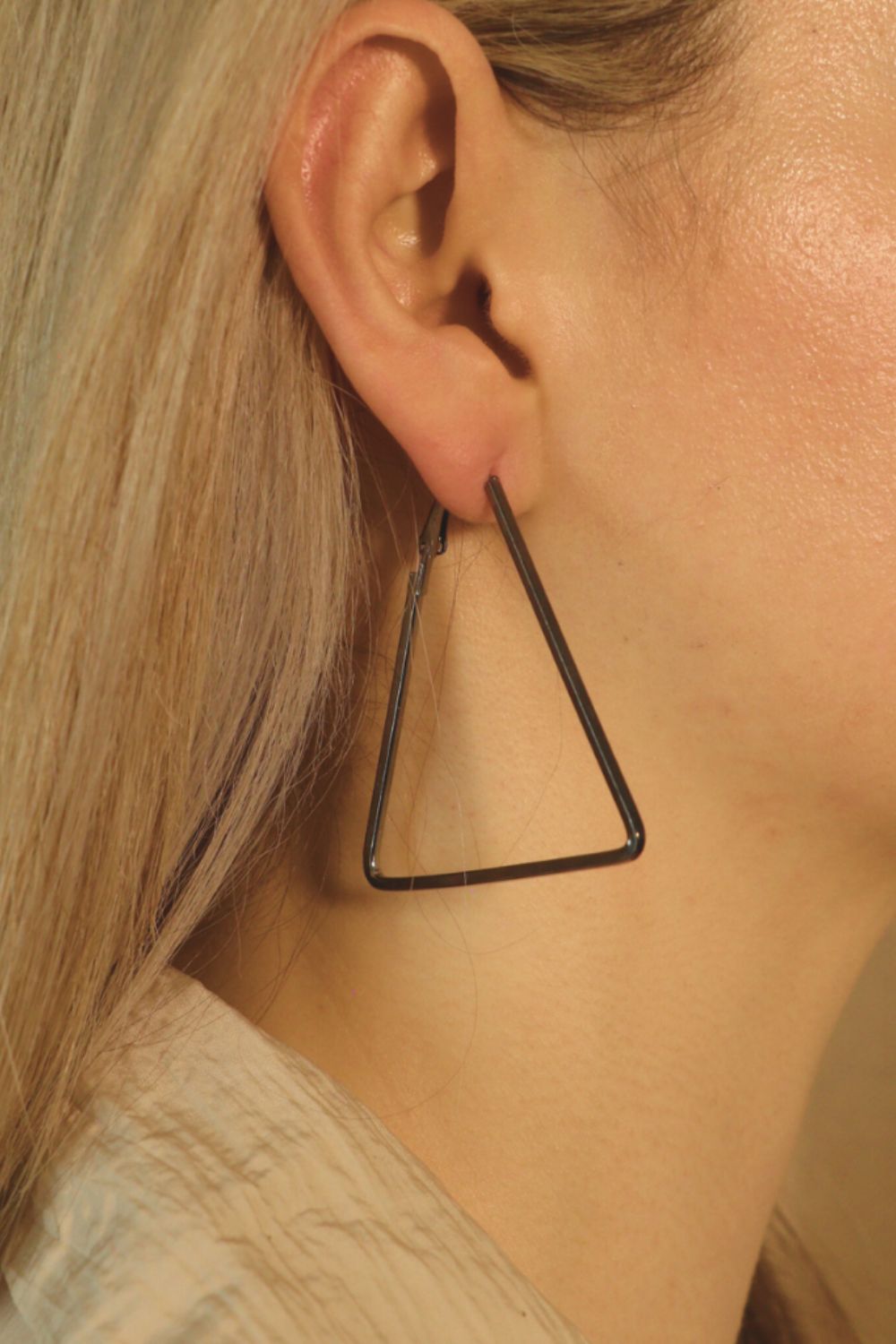 Black Large Triangle Summer Hoop Earrings, Image 1 of 2