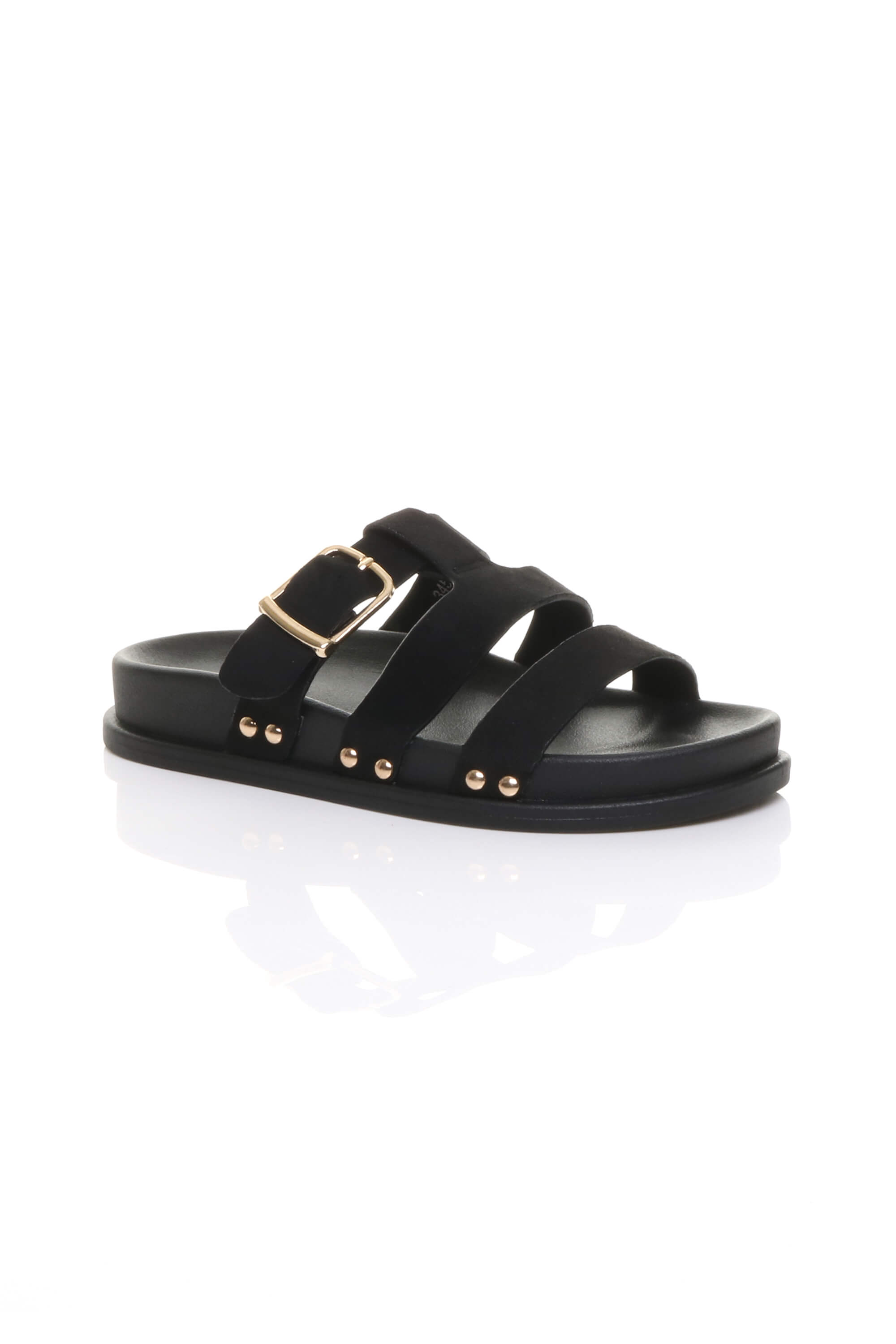 Pink Flatform Buckle T-Bar Strappy Slides Footbed Sandals