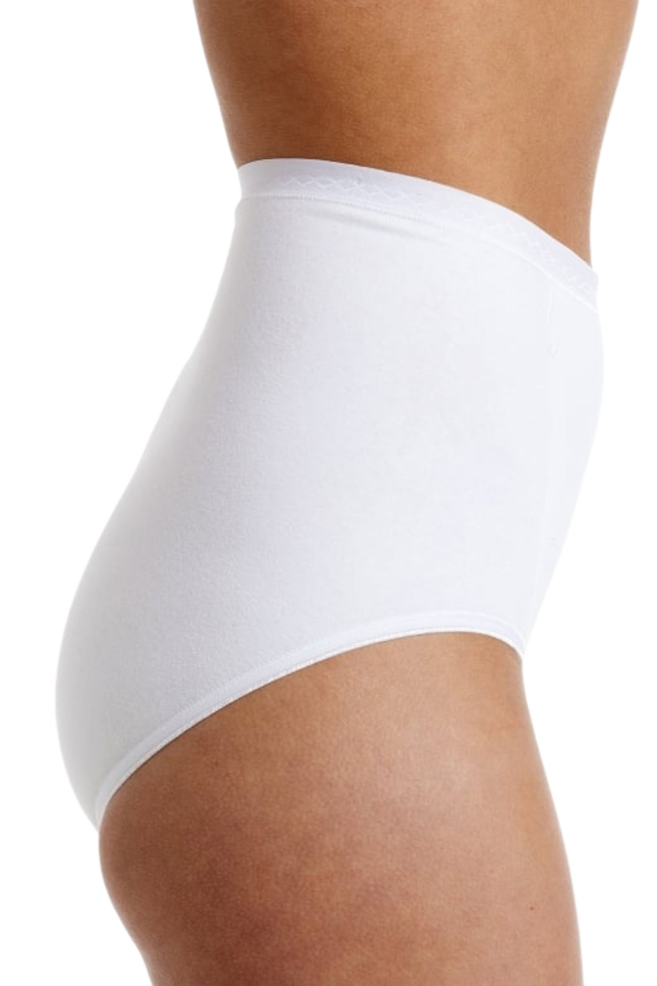 White Two Pack Hi- Waist Control Briefs, Image 4 of 5
