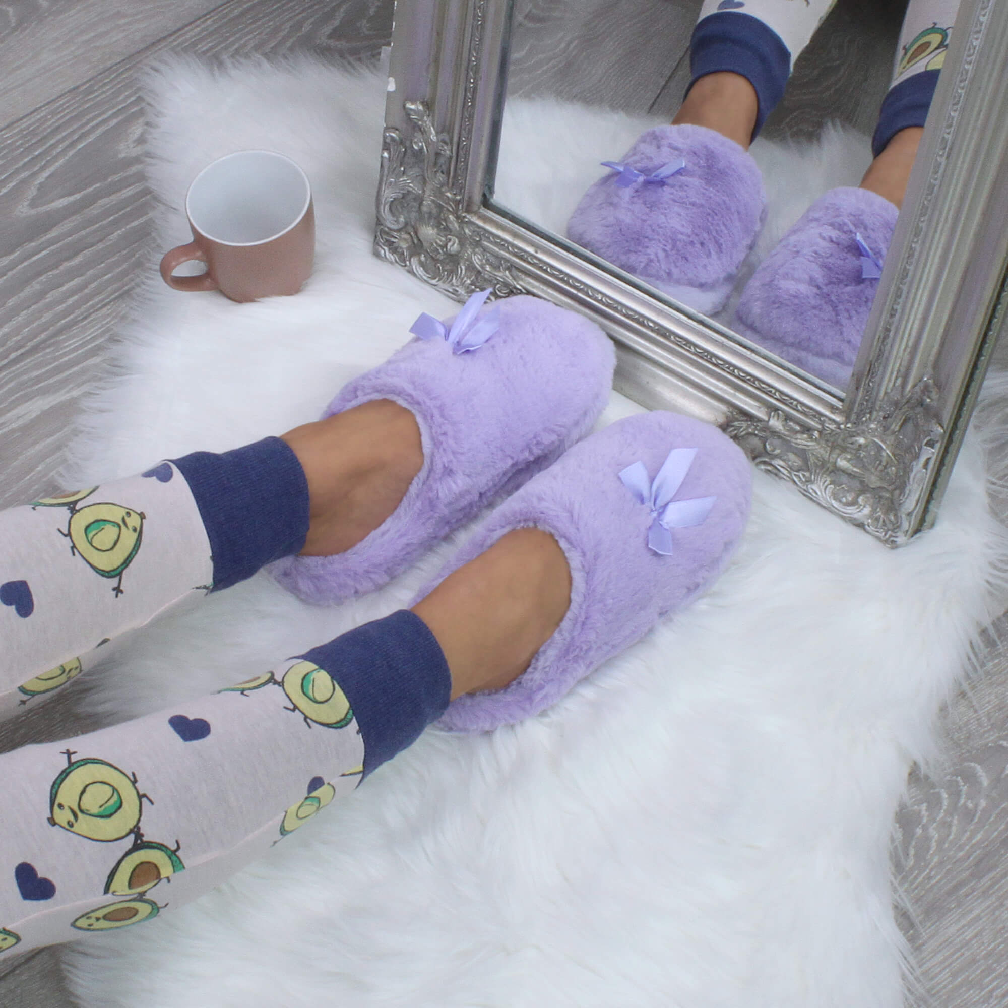 Lilac AJVANI Lilac Fluffy Mule Slippers, Image 5 of 6
