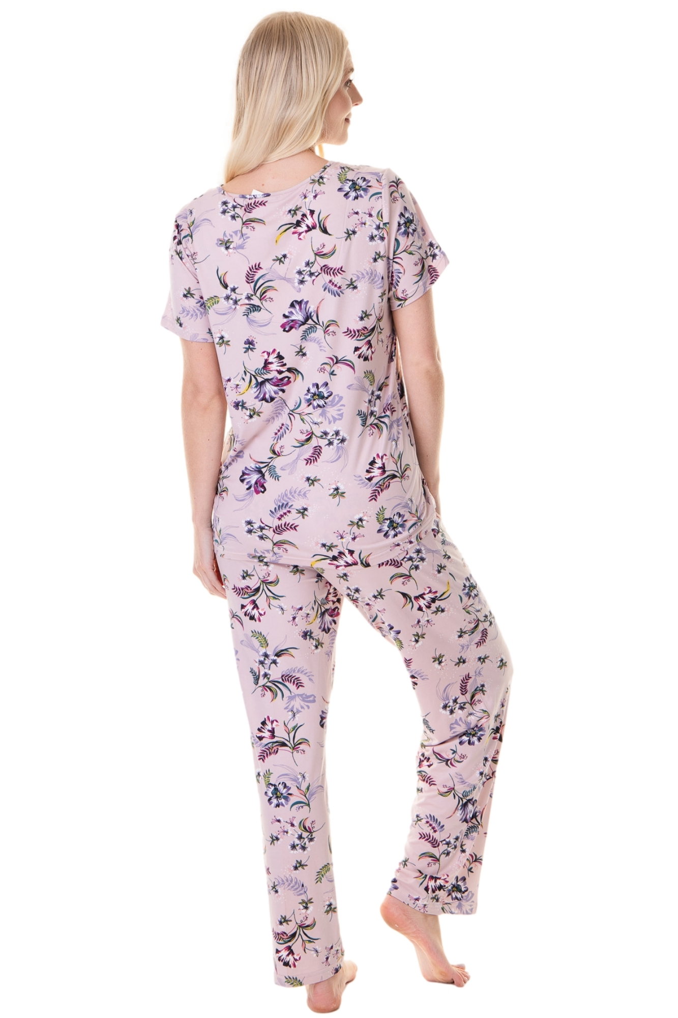 Mauve Camille Lingerie Mauve Lightweight Floral Print Pyjama Set, Image 2 of 5