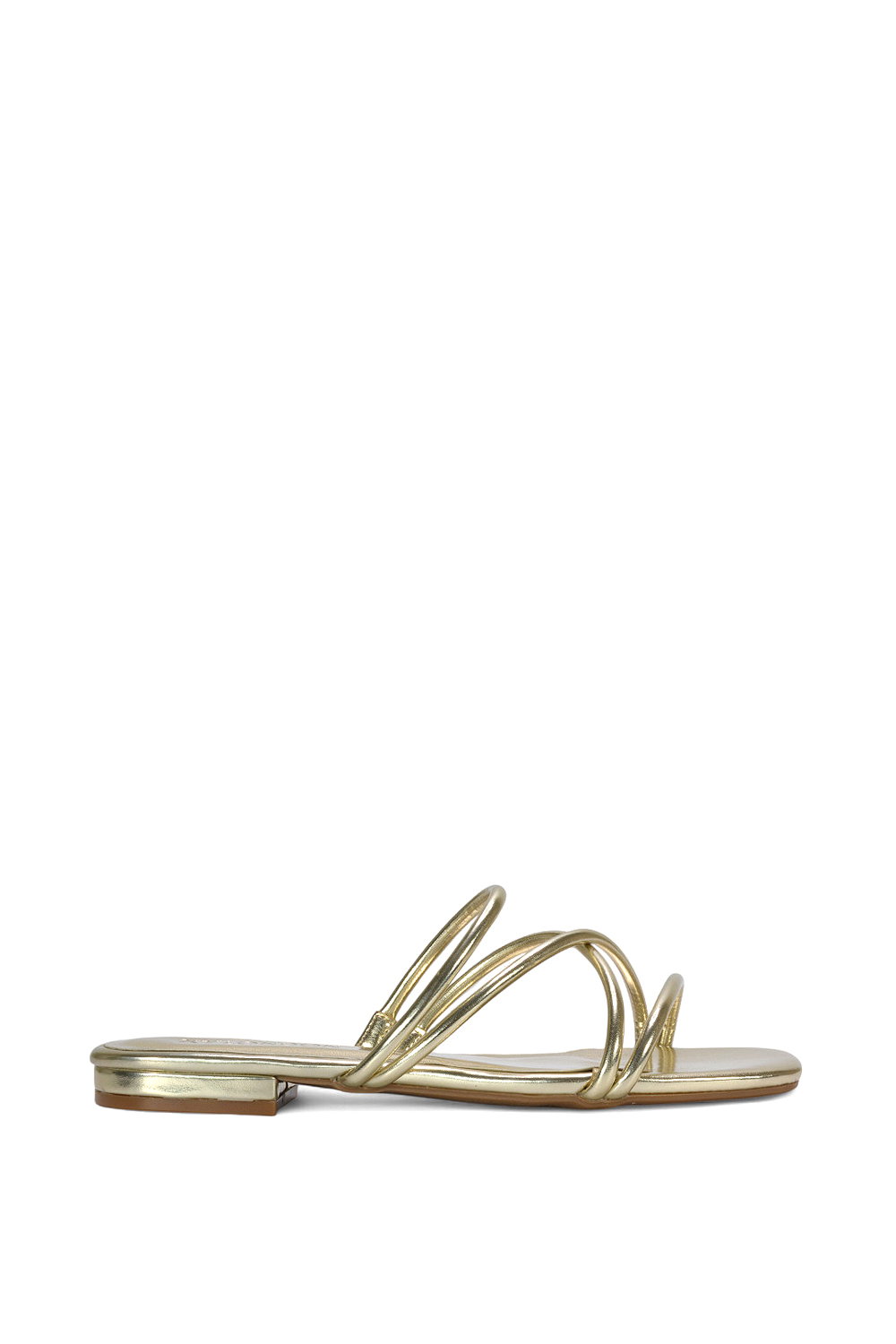 Black 'Suzzie' Strappy Flat Slip On Square Toe Slider Mule Sandals