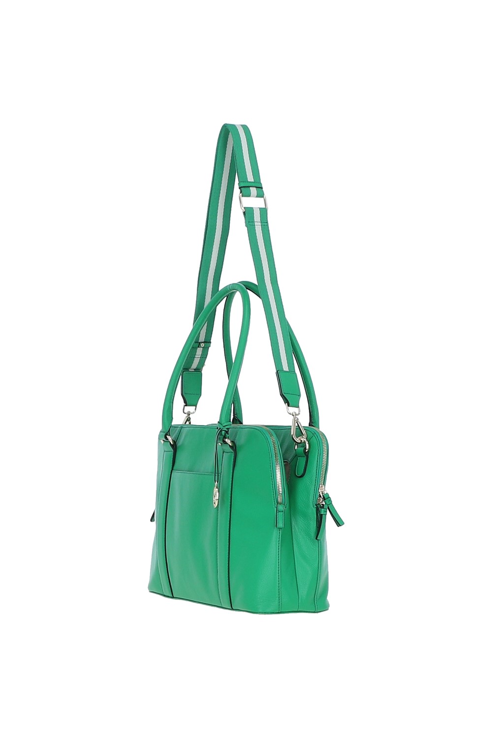 Green Ashwood Leather Green 'Cuore di Cuoio' 3 Section Large Leather Handbag, Image 3 of 4