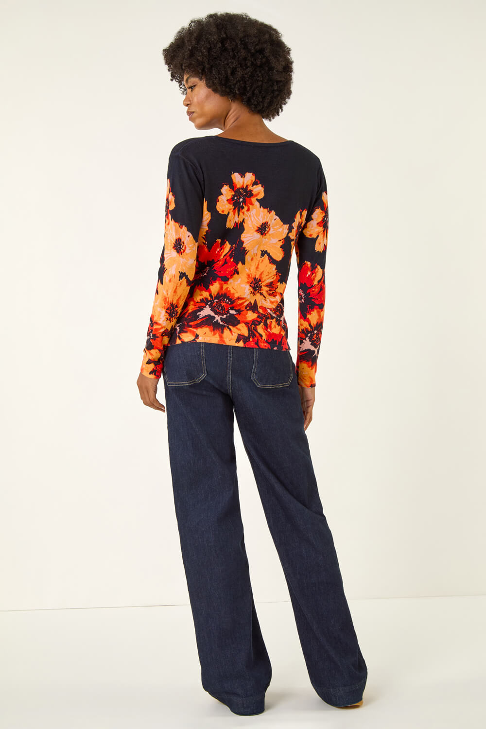 Navy Hotfix Floral Print Knit Jumper, Image 4 of 5