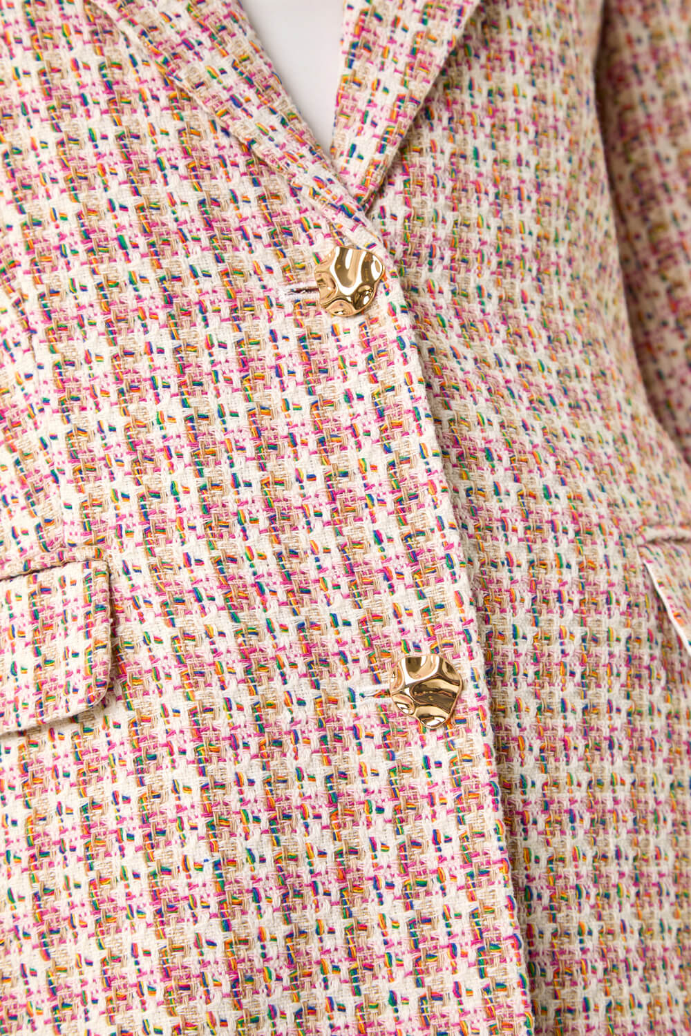 Pink Check Single Breasted Boucle Jacket, Image 6 of 5