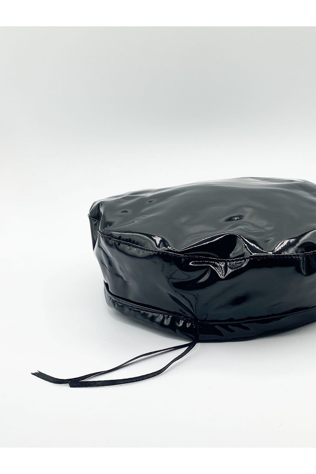 Black Wet Look Beret In Black, Image 3 of 4